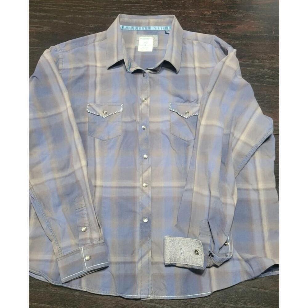 Panhandle Slim Womens XXL Plaid Pearl Snap Western Long Sleeve Floral Cuff